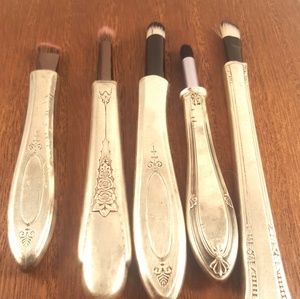 Make up brushes silverware handles